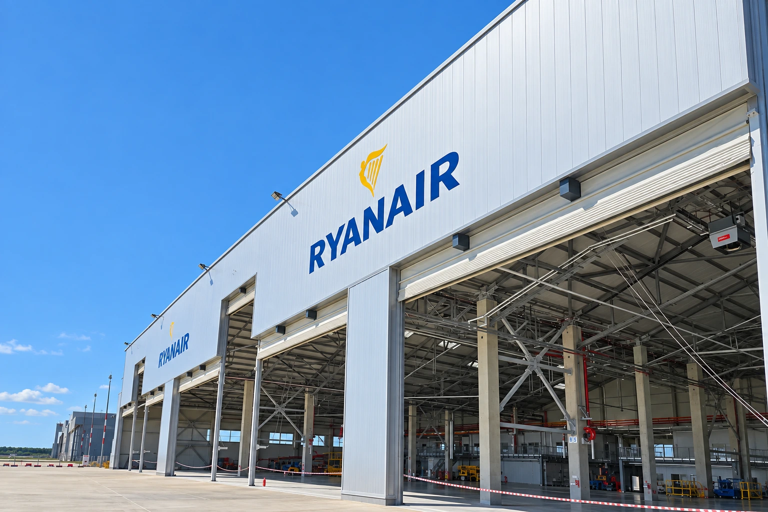 Hangar Ryanair Berlin Brandenburg — fotografia hangaru z logo Ryanair